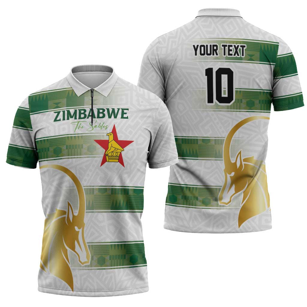 Custom Zimbabwe Rugby The Champions 2025 Zipper Polo Shirt The Gold Sables Version - Wonder Print Shop