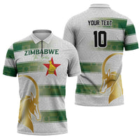 Custom Zimbabwe Rugby The Champions 2025 Zipper Polo Shirt The Gold Sables Version - Wonder Print Shop