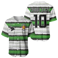 Custom Zimbabwe Rugby Baseball Jersey Geometric Chevron Wall Motif Stripes Style