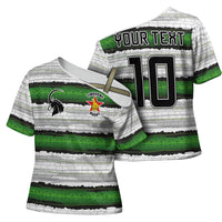 Custom Zimbabwe Rugby Cross Shoulder Shirt Geometric Chevron Wall Motif Stripes Style
