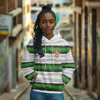 Custom Zimbabwe Rugby Hoodie Geometric Chevron Wall Motif Stripes Style