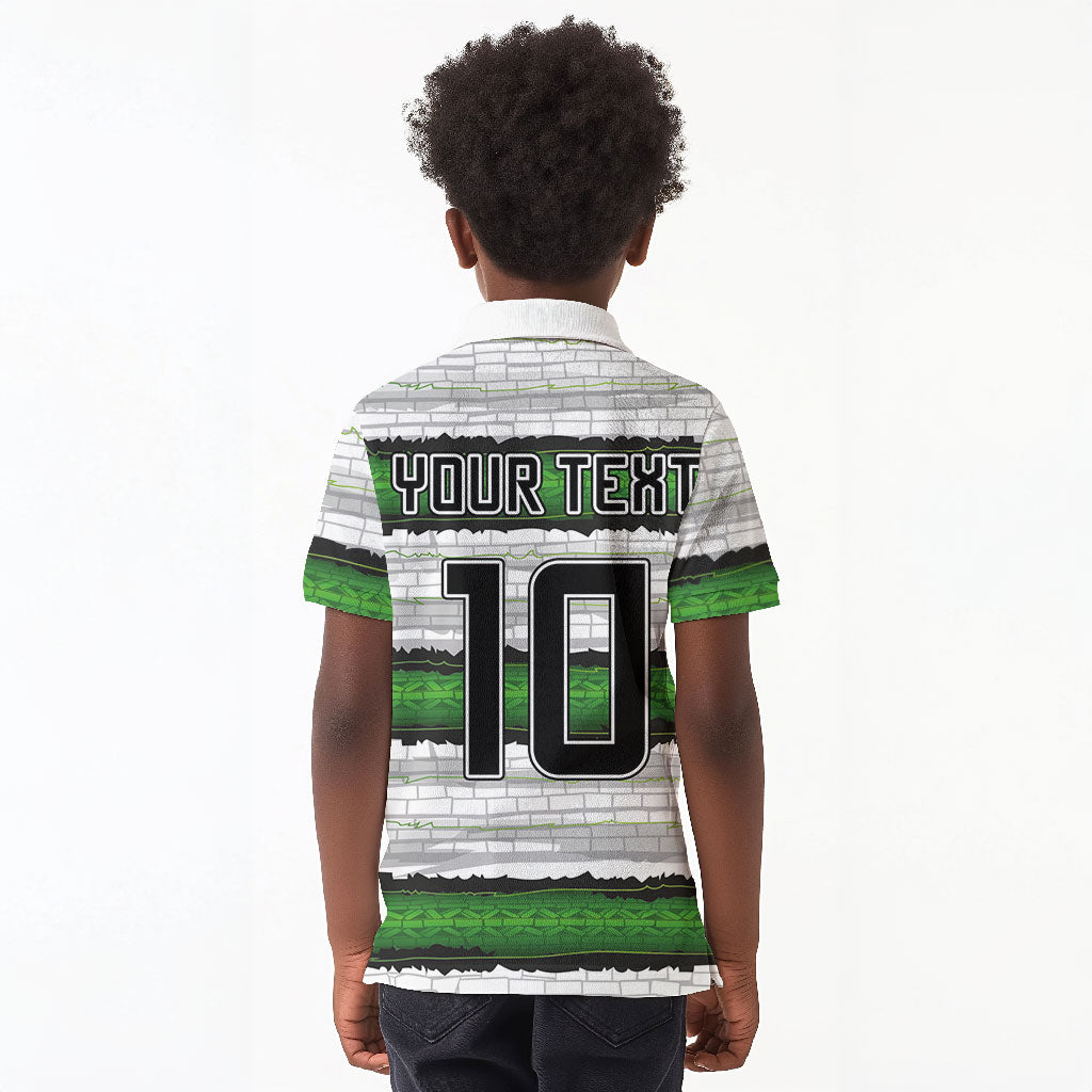 Custom Zimbabwe Rugby Kid Polo Shirt Geometric Chevron Wall Motif Stripes Style