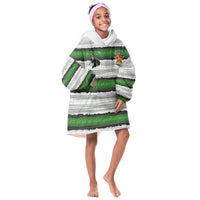 Custom Zimbabwe Rugby Kid Wearable Blanket Hoodie Geometric Chevron Wall Motif Stripes Style