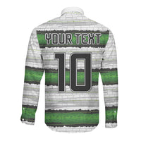 Custom Zimbabwe Rugby Long Sleeve Button Shirt Geometric Chevron Wall Motif Stripes Style