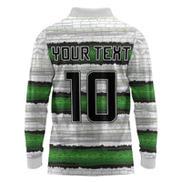 Custom Zimbabwe Rugby Long Sleeve Polo Shirt Geometric Chevron Wall Motif Stripes Style