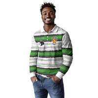 Custom Zimbabwe Rugby Long Sleeve Polo Shirt Geometric Chevron Wall Motif Stripes Style