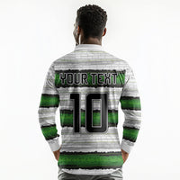 Custom Zimbabwe Rugby Long Sleeve Polo Shirt Geometric Chevron Wall Motif Stripes Style