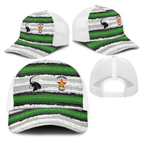 Zimbabwe Rugby Mesh Trucker Cap Geometric Chevron Wall Motif Stripes Style