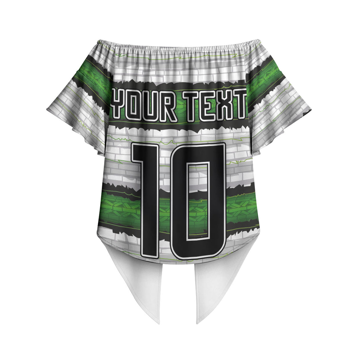 Custom Zimbabwe Rugby Off Shoulder Wrap Waist Top Geometric Chevron Wall Motif Stripes Style