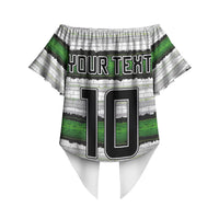 Custom Zimbabwe Rugby Off Shoulder Wrap Waist Top Geometric Chevron Wall Motif Stripes Style