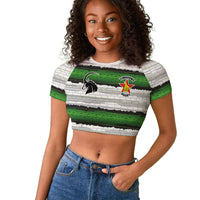 Custom Zimbabwe Rugby Raglan Cropped T shirt Geometric Chevron Wall Motif Stripes Style