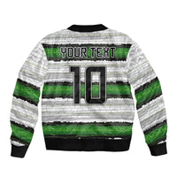 Custom Zimbabwe Rugby Sleeve Zip Bomber Jacket Geometric Chevron Wall Motif Stripes Style