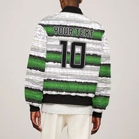 Custom Zimbabwe Rugby Sleeve Zip Bomber Jacket Geometric Chevron Wall Motif Stripes Style