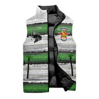Custom Zimbabwe Rugby Sleeveless Puffer Jacket Geometric Chevron Wall Motif Stripes Style