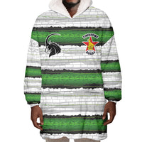 Custom Zimbabwe Rugby Wearable Blanket Hoodie Geometric Chevron Wall Motif Stripes Style