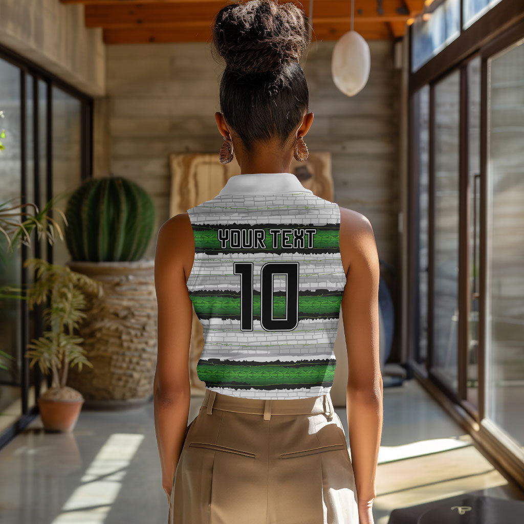 Custom Zimbabwe Rugby Women Sleeveless Polo Shirt Geometric Chevron Wall Motif Stripes Style