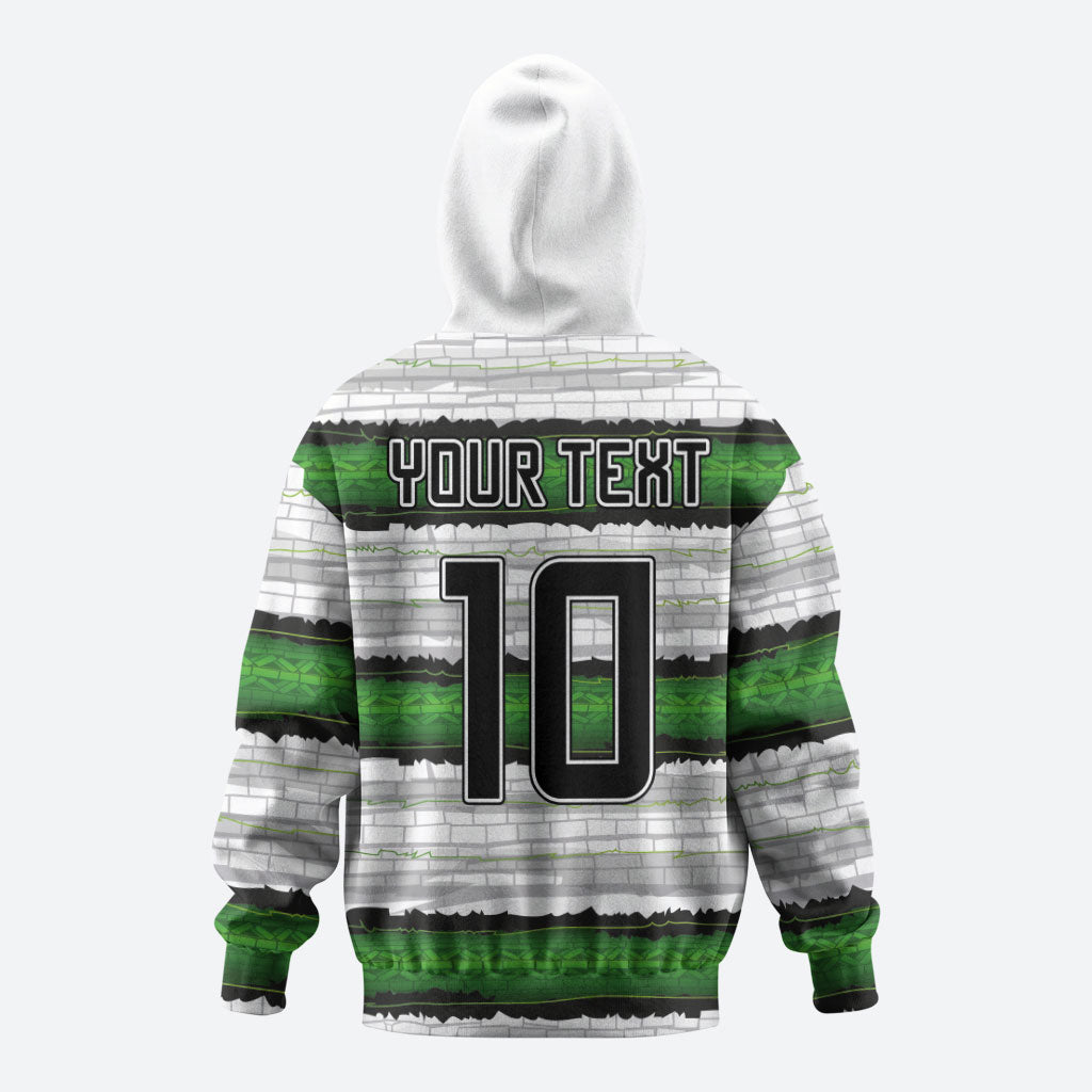 Custom Zimbabwe Rugby Zip Hoodie Geometric Chevron Wall Motif Stripes Style
