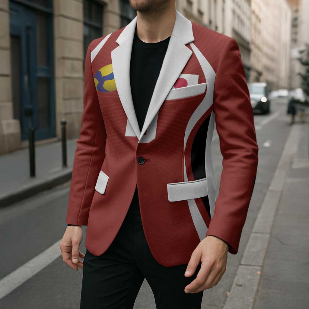 Custom Japan Volleyball Blazer Sporty Style Red Color
