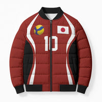 Custom Japan Volleyball Bomber Puffer Jacket Sporty Style Red Color