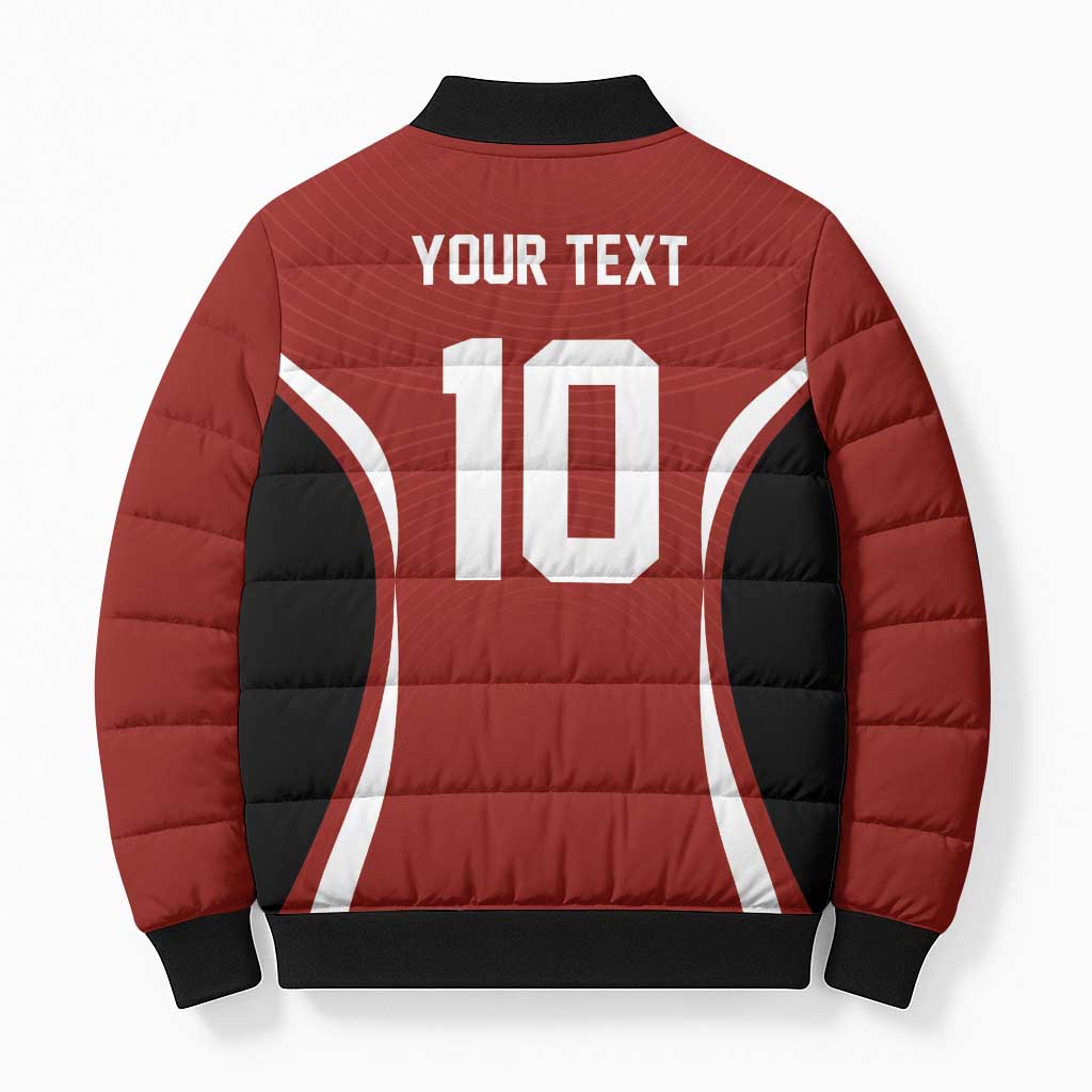 Custom Japan Volleyball Bomber Puffer Jacket Sporty Style Red Color