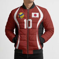 Custom Japan Volleyball Bomber Puffer Jacket Sporty Style Red Color