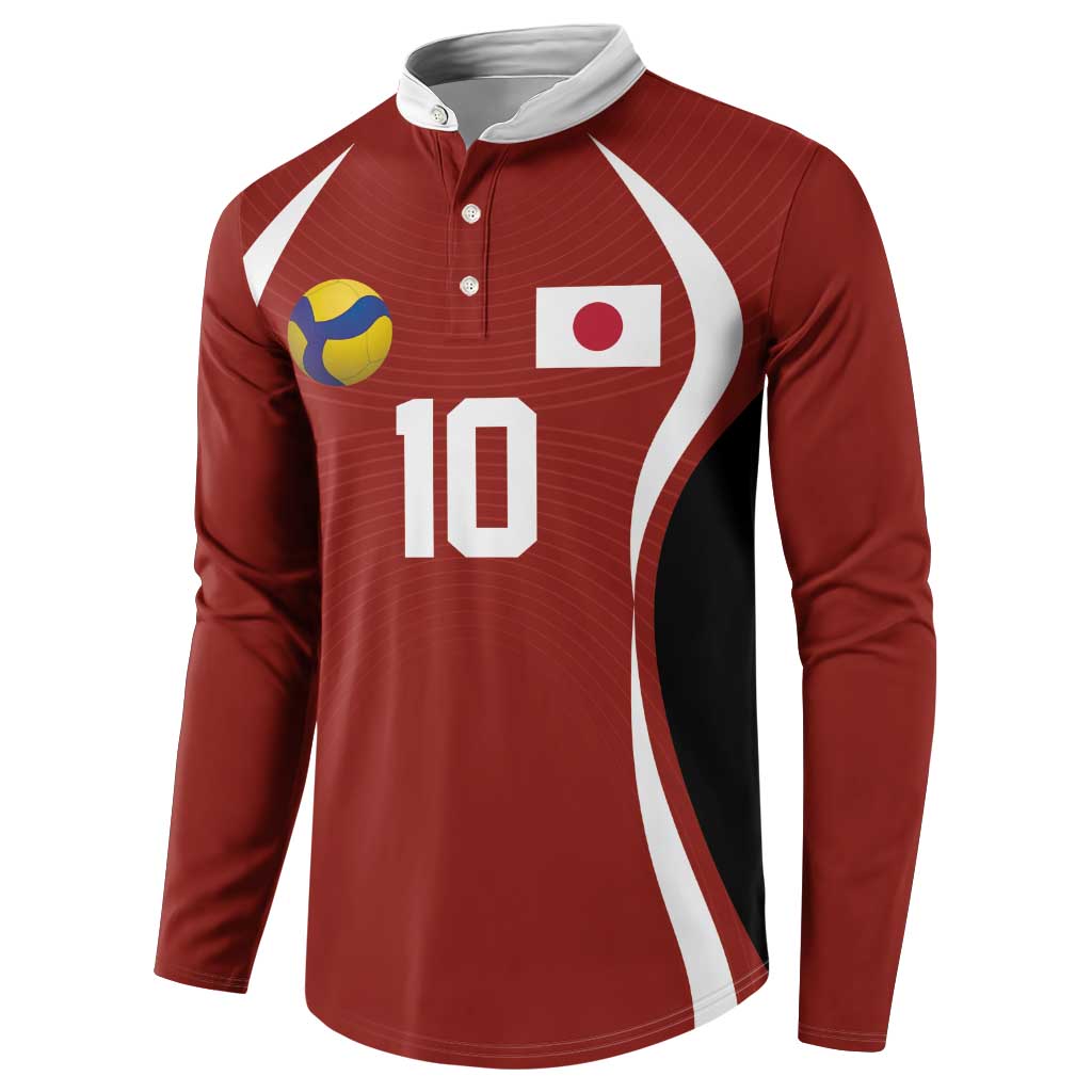 Custom Japan Volleyball Button Sweatshirt Sporty Style Red Color