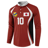 Custom Japan Volleyball Button Sweatshirt Sporty Style Red Color