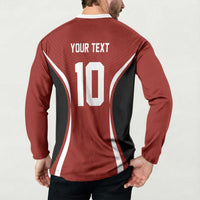 Custom Japan Volleyball Button Sweatshirt Sporty Style Red Color