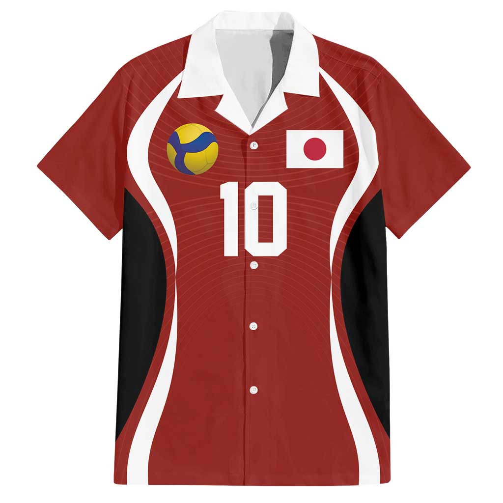 Custom Japan Volleyball Hawaiian Shirt Sporty Style Red Color