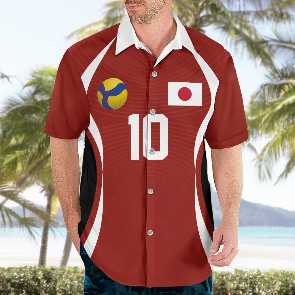 Custom Japan Volleyball Hawaiian Shirt Sporty Style Red Color