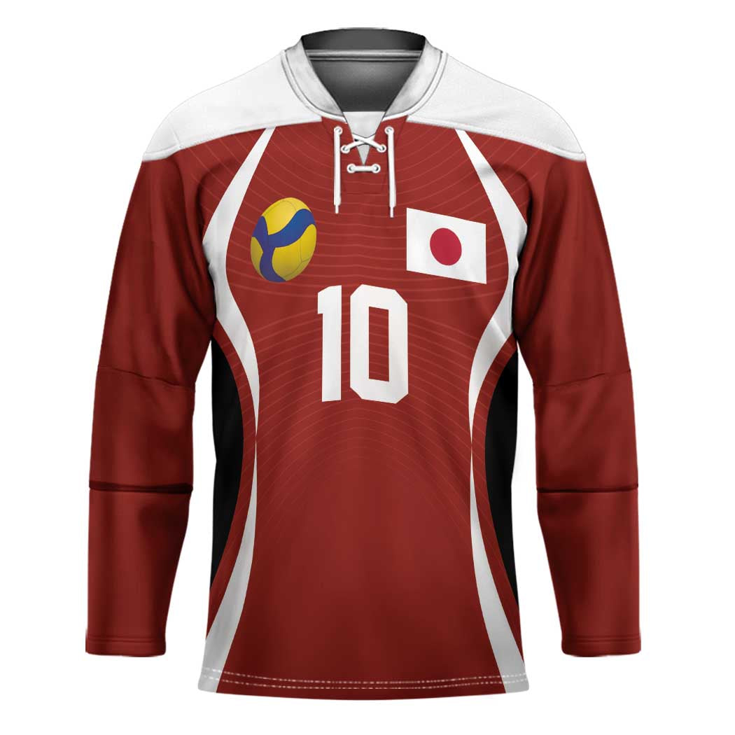 Custom Japan Volleyball Hockey Jersey Sporty Style Red Color