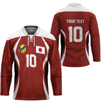 Custom Japan Volleyball Hockey Jersey Sporty Style Red Color