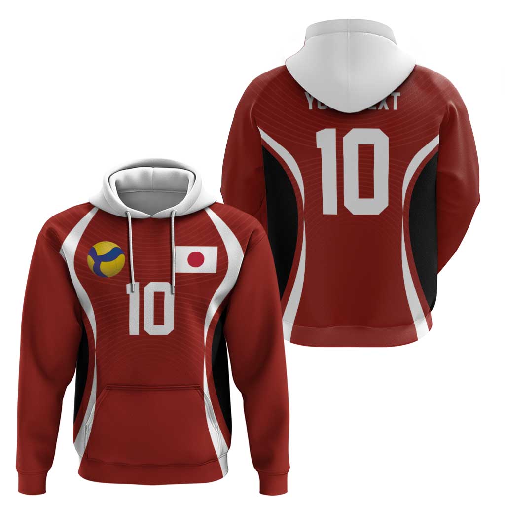 Custom Japan Volleyball Hoodie Sporty Style Red Color
