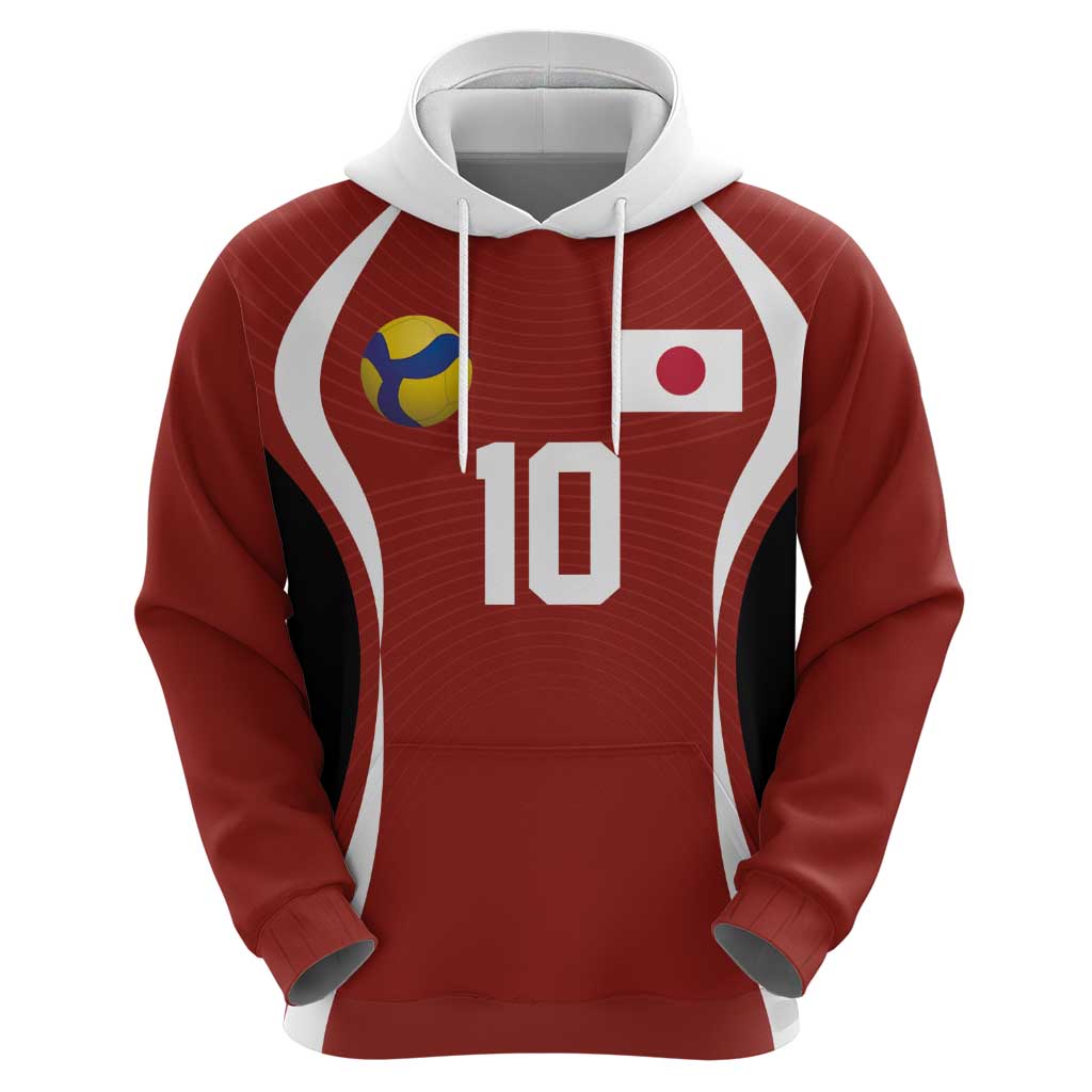 Custom Japan Volleyball Hoodie Sporty Style Red Color
