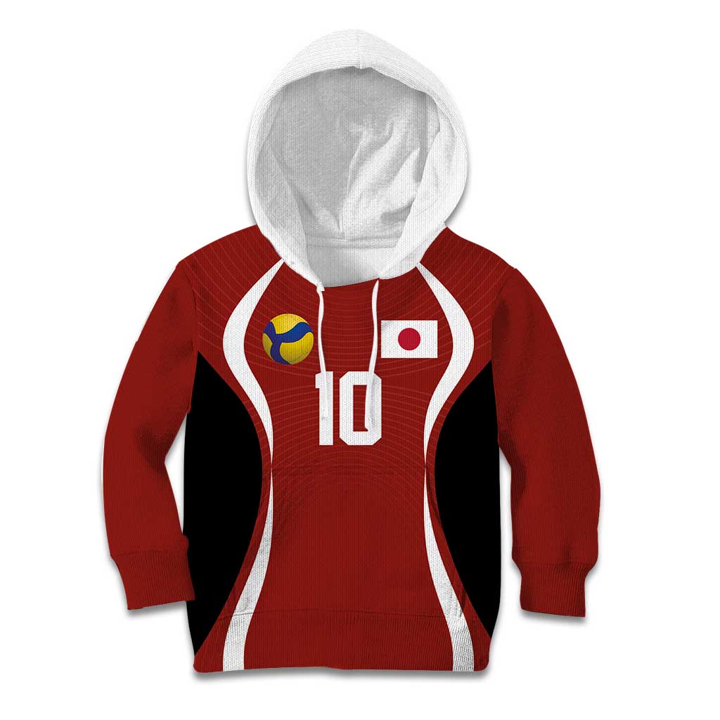Custom Japan Volleyball Kid Hoodie Sporty Style Red Color