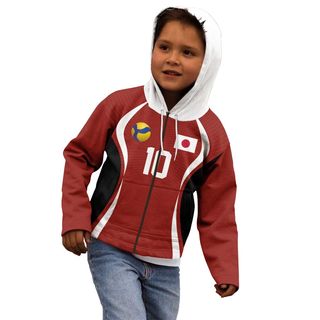 Custom Japan Volleyball Kid Hoodie Sporty Style Red Color
