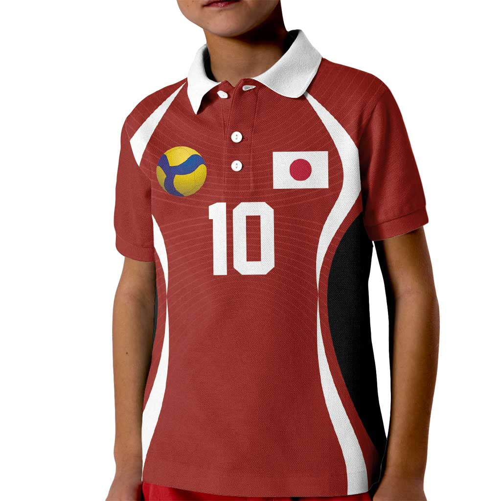 Custom Japan Volleyball Kid Polo Shirt Sporty Style Red Color