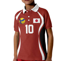 Custom Japan Volleyball Kid Polo Shirt Sporty Style Red Color