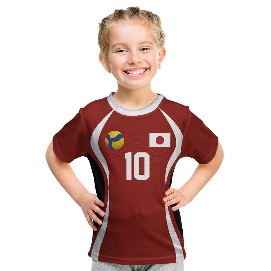Custom Japan Volleyball Kid T Shirt Sporty Style Red Color