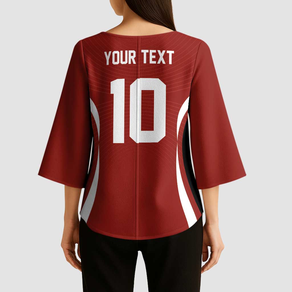 Custom Japan Volleyball Kimono Sleeve Blouse Sporty Style Red Color
