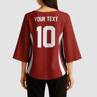 Custom Japan Volleyball Kimono Sleeve Blouse Sporty Style Red Color
