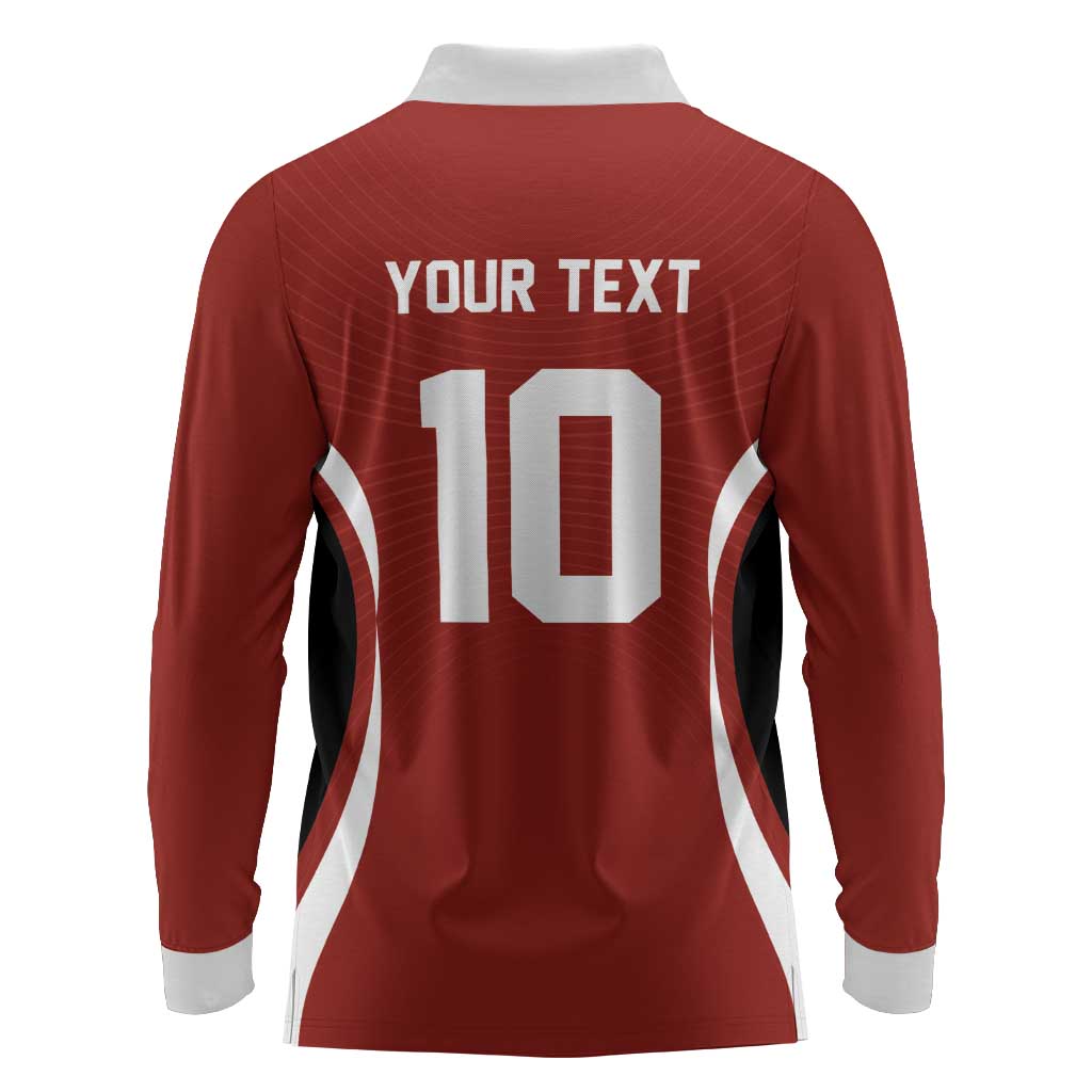 Custom Japan Volleyball Long Sleeve Polo Shirt Sporty Style Red Color