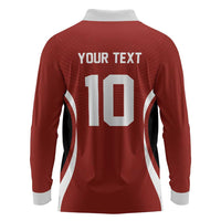 Custom Japan Volleyball Long Sleeve Polo Shirt Sporty Style Red Color