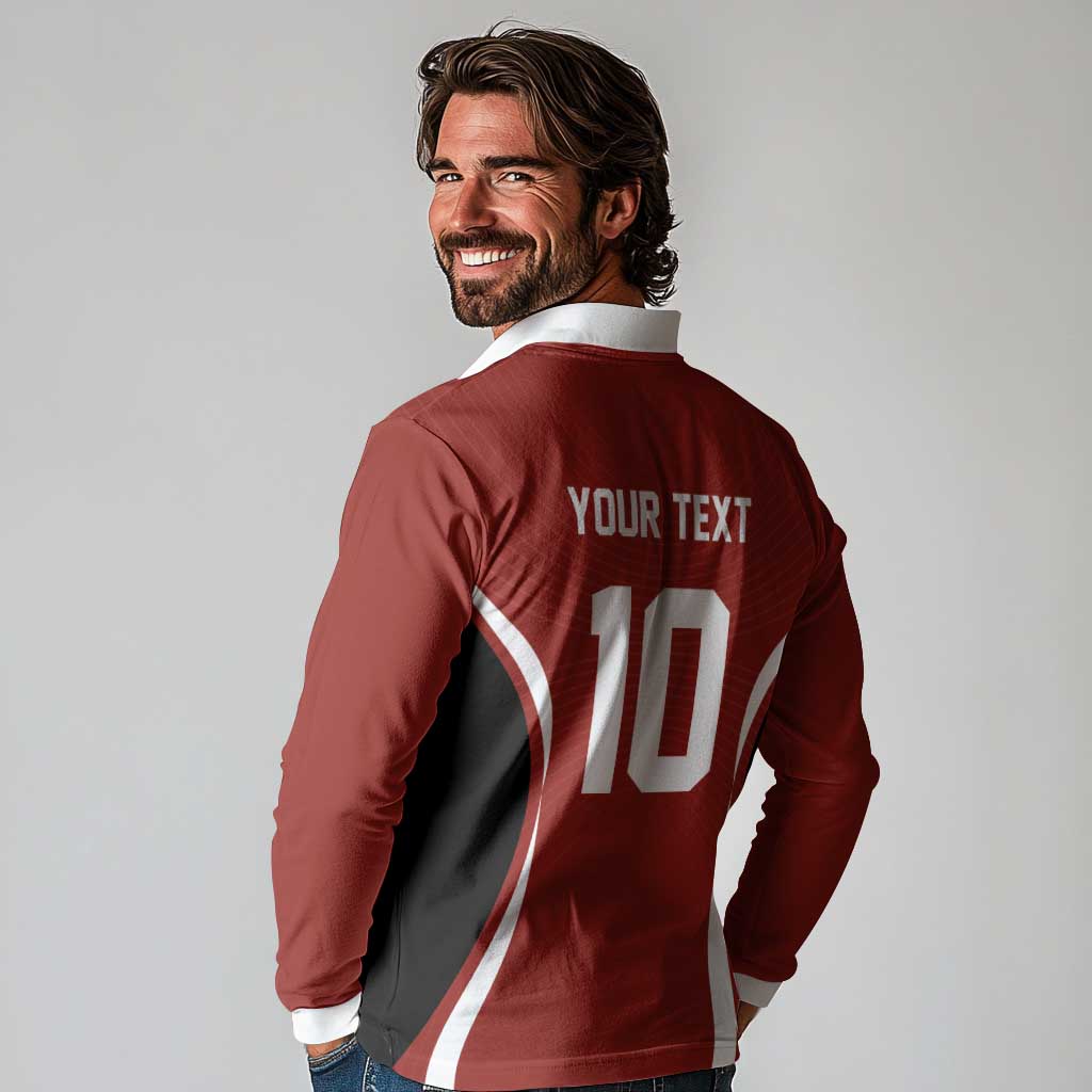 Custom Japan Volleyball Long Sleeve Polo Shirt Sporty Style Red Color