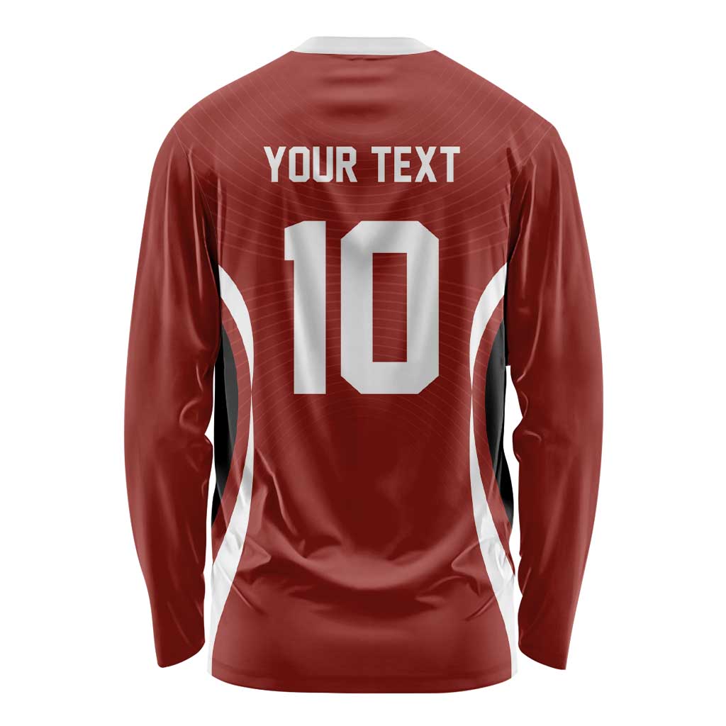 Custom Japan Volleyball Long Sleeve Shirt Sporty Style Red Color
