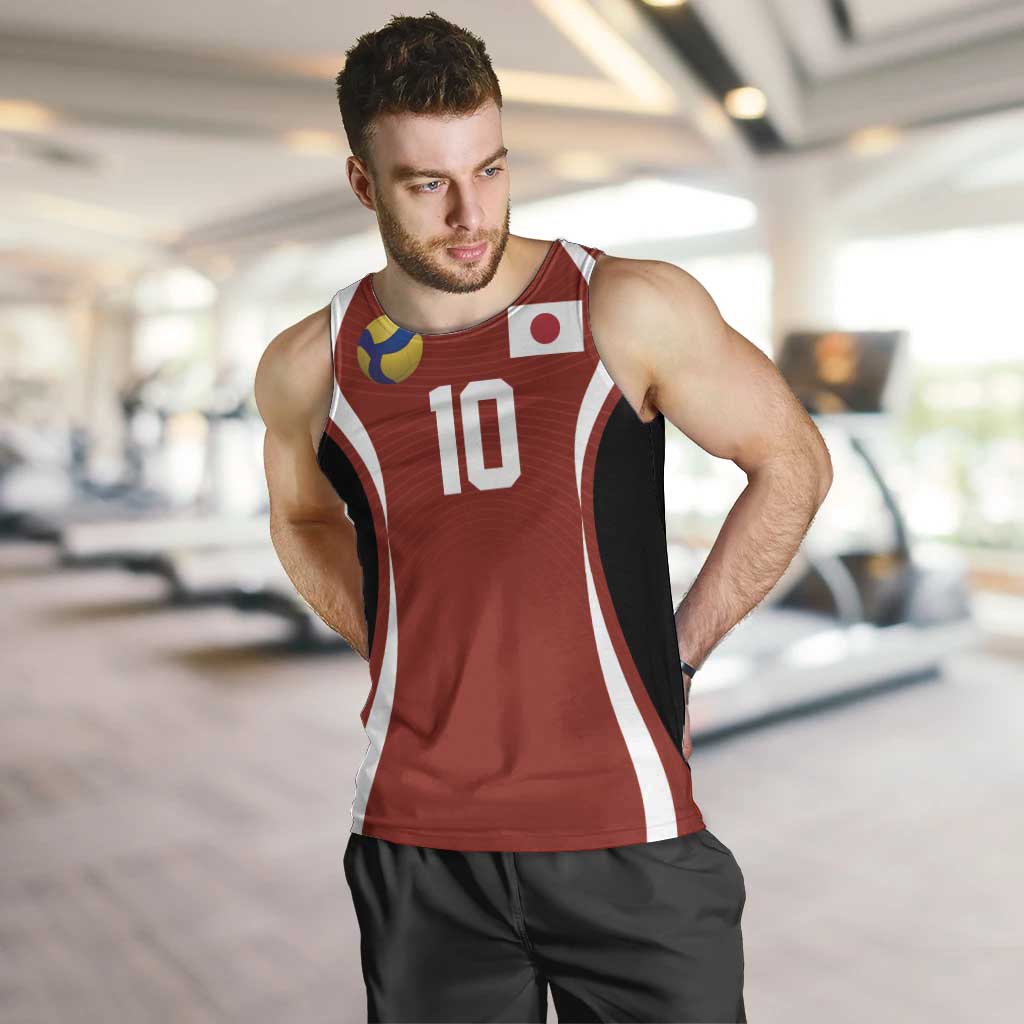 Custom Japan Volleyball Men Tank Top Sporty Style Red Color