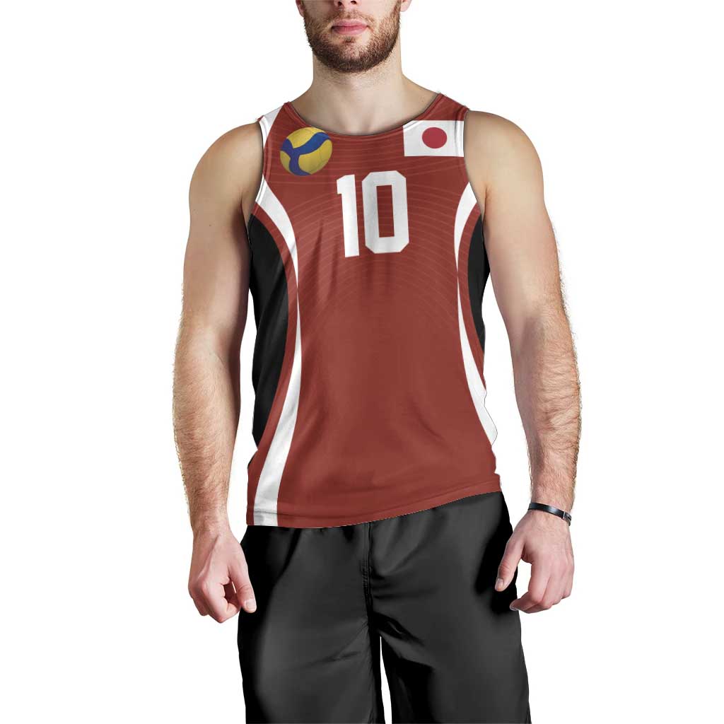Custom Japan Volleyball Men Tank Top Sporty Style Red Color