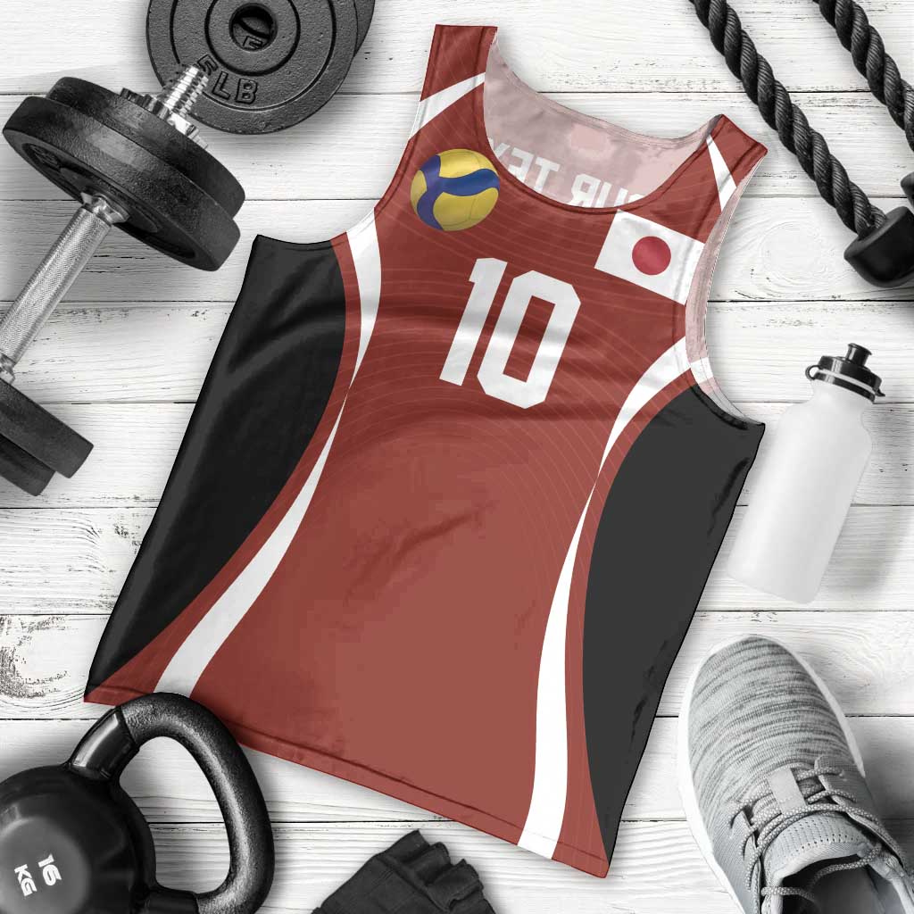 Custom Japan Volleyball Men Tank Top Sporty Style Red Color
