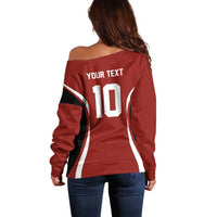 Custom Japan Volleyball Off Shoulder Sweater Sporty Style Red Color