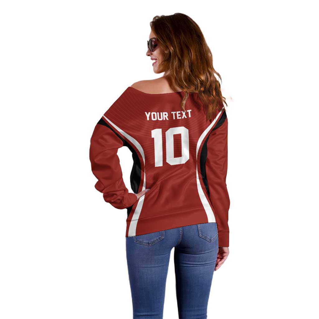Custom Japan Volleyball Off Shoulder Sweater Sporty Style Red Color